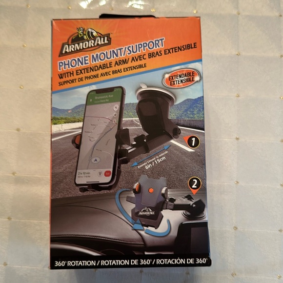 ARMORALL PHONE MOUNT/SUPPORTwith extendable arm extension/360* rotation - Picture 1 of 3